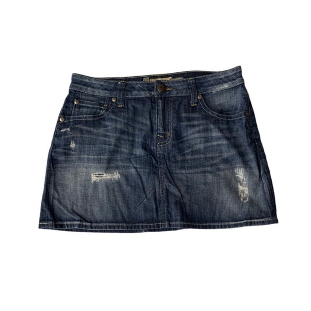 Level 99 Boyfriend Distressed Denim Jean Mini Skirt Casual Boho Chic 27